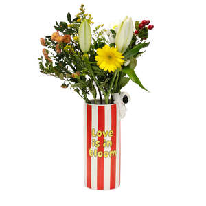 Jarrón de Cerámica con Decoración Roja de Cacahuetes - Product Image 1