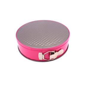 Moule à gâteau rond à fond amovible avec fermeture à pression, en acier au carbone avec revêtement en téflon, pour la pâtisserie maison, les mousses et les gâteaux nid d'abeille - Product Image 4