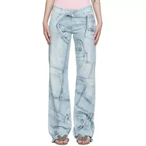 Quality Jeans for Ladies Design Women Blue Low Rise Denim Jeans Wholesale