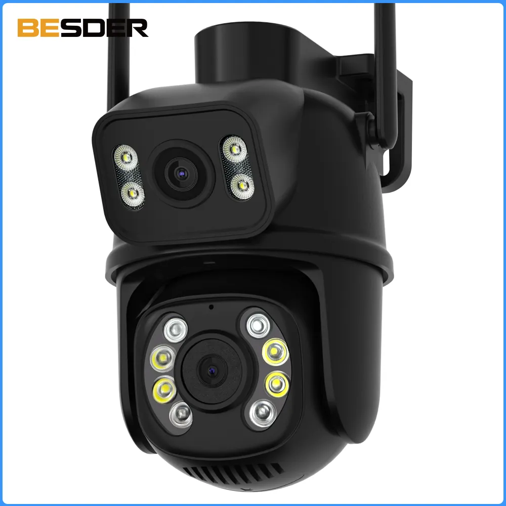 BESDER Wifi caméra de Surveillance extérieure PTZ 8MP Full HD 4X vitesse dôme double objectif sans fil CCTV caméra de sécurité