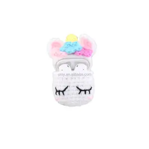 Kustom Pekerjaan Tangan Unicorn Lucu Hewan Earphone Headphone Crochet Merajut Lembut Kasus Perlindungan untuk Airpods