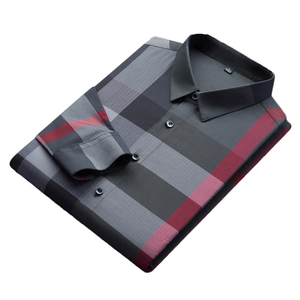 Chemise Homme Haut de Gamme Décontractée en Fibre de Bambou Tricotée à Col Boutonné et Fermeture Simple Boutonnage Manches Longues Infroissable à Carreaux Automne - Product Image 1