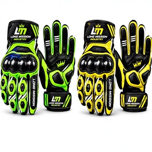 Gants de moto sportifs Long Mission Industry en cuir respirant, longueur poignet, écologiques, quatre saisons, jaune-vert - Product Image 6