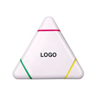 Stylo surligneur triangulaire oblique en plastique avec logo personnalisé, marqueur fluorescent 3 couleurs pour fournitures scolaires et de bureau, cadeaux promotionnels