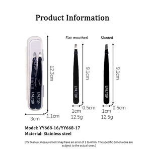 Pinze per sopracciglia inclinate piatte in acciaio inossidabile LMLTOP pinzette <span class=keywords><strong>curve</strong></span> ESD nere per la bellezza che tira i capelli modellano le sopracciglia - Product Image 4