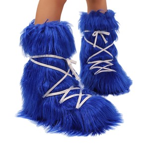 Bottes Spatial Hiver 2025 en <span class=keywords><strong>Fourrure</strong></span> pour Femme, Chaussures de Lune en Velours, Bottes de Neige Tendance - Product Image 5