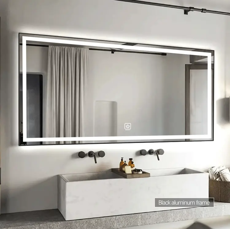 مرآة كبيرة كاملة الطول للحائط تُستخدم في صالون الحلاقة مرآة مكياج للحمام بإضاءة led مرآة حمام