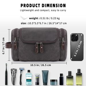 Waxed Canvas <b>Travel</b> Essentials Shaving Dopp Kit Water Resistant <b>Travel</b> <b>Toiletry</b> <b>Bag</b> for Men - Product Image 5