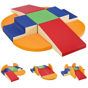 Équipement de jeu souple en cuir PU 9 pièces pour le développement moteur des tout-petits - Blocs de mousse pour enfants, jouets et meubles pour grimper et ramper - Product Image 1
