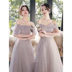 Bridesmaid Dresses Women 2025 Purple Strapless Empire A-Line Chiffon Bridesmaid Gowns Evening Ceremony Adult - Product Image 4