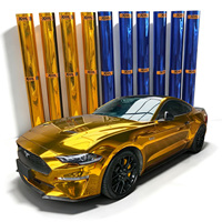Film adhésif chromé brillant effet miroir 1,52x17M, film de protection de carrosserie de voiture chromé à changement de couleur, auto-réparant, avec technologie Air Release, en PET