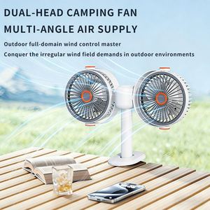 Wholesale Dual <b>Head</b> Rechargeable Camping Type-C Quiet Oscillating Battery Powered <b>Fan</b> With Hook for Tent & Desk Use - Product Image 4