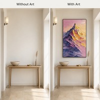 Peinture à l'huile sur toile faite à la main, grand format, luxe léger, prête à accrocher, vente en gros, pour entrée, collection Montagne enneigée