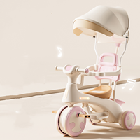 Tricycle à pédales d'extérieur 3 en 1 multifonctionnel rotatif pour enfant, poussette avec auvent et barre de poussée
