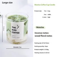 2026 Neuer Trend Neuer Stil Eiskalte Matcha-Kerze mit Glasbecher Matcha Latte Kerze Gelwachs Kaffee Matcha-Kerze