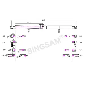 Singsamの保護カバー付き安全ロックシュラウドガススプリングストラットを購入する