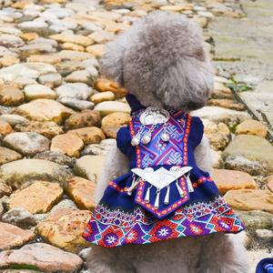 Nieuwe Stijl Jassen Etnische Stijl Voor Katten Honden Print Imitatie Zilveren Accessoires Katoen Linnen Stof Milieuvriendelijk - Product Image 5