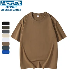 Blank Oversize T-shirt Man 280 Gsm Dropped Shoulder Quick Dry Cotton Sweat O-neck Tshirts For Men