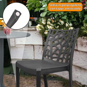 Chaise de jardin d'extérieur en polypropylène Bica 55x47x82h cm Couleur graphite pour utilisation dans les restaurants et les bars Sans accoudoirs - Product Image 6