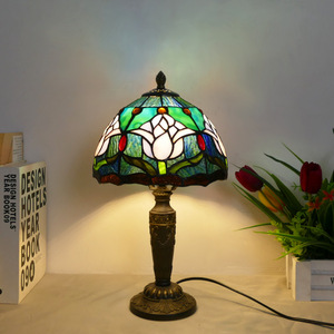 Lampada da Comodino <span class=keywords><strong>Tiffany</strong></span> 8 Pollici in Vetro Colorato, Stile Retrò Europeo, Decorazione per Interni, Controllo a Pulsante, Atmosfera Accogliente - Product Image 4