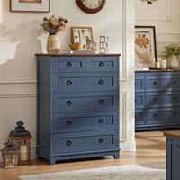 Commode moderne à 6 tiroirs réglables, 41 pouces de hauteur, en bois rustique avec poignées métalliques, pour chambre, salon, couloir, entrée