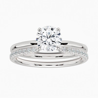 Bague de mariage superposée en argent pur S925 incrustée de moissanite 1 carat, bijou de mode exquis, sensation haut de gamme, en stock