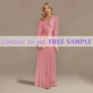 TEENYEE Robes de cérémonie élégantes grande taille unies à sequins coupe trapèze <span class=keywords><strong>pour</strong></span> la <span class=keywords><strong>mère</strong></span> de la mariée et la <span class=keywords><strong>mère</strong></span> <span class=keywords><strong>du</strong></span> <span class=keywords><strong>marié</strong></span> - Product Image 4