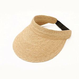 Summer Raffia Straw <b>Sunscreen</b> Straw Hat for Women Casual Empty Top Sports Cap with Visor for Sunshade Straw Hat - Product Image 1