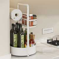 Support de rangement rotatif réglable pour bocaux à épices en métal noir à deux niveaux Porte-papier de cuisine Organisateur Armoire de comptoir