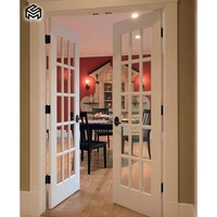Porte française blanche intérieure Double porte en bois pliante personnalisée européenne