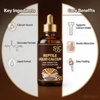 Complément alimentaire liquide pour reptiles OEM ODM, calcium 60 ml, formule gluconate, hautement absorbable, antioxydant, complément nutritionnel pour animaux de compagnie