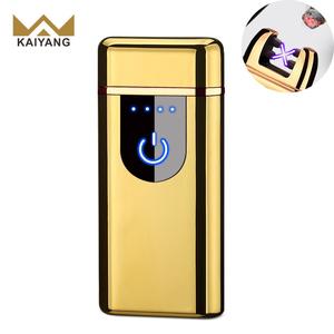 Bật Lửa Màu Vàng Kim Loại Điện Không Cháy Tùy Chỉnh Bật Lửa Sạc USB Hình Cung <span class=keywords><strong>X</strong></span> Tia Kép Có Logo - Product Image 6