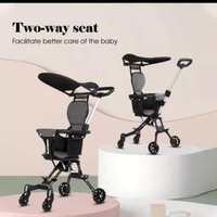 Poussette de voyage multifonction 3-en-1 pliable avec cadre en plastique et rotation à 360 degrés