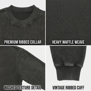 Fabricant de sweat-shirts en tricot gaufré lourd 350 g/m² sur mesure |   Effet délavé vintage |   Sleeve Script Graphic Série Tier-1 Atelier - Product Image 2