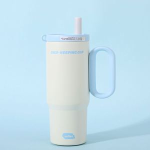 24oz 720ml Travel Car <b>Macaron</b> Handle Mug Vacuum Tumbler Lid Straw Non-Slip Base OEM ODM Bubble Color - Product Image 1