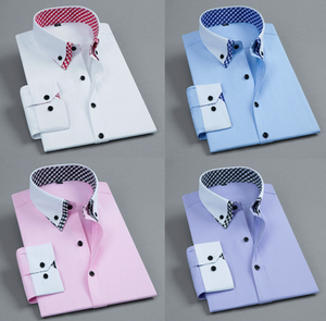 Vente en gros d'usine chinoise Chemise d'affaires coupe ajustée pour hommes à manches longues anti-rides de couleur contrastante pour le printemps Vêtements de cérémonie - Product Image 2