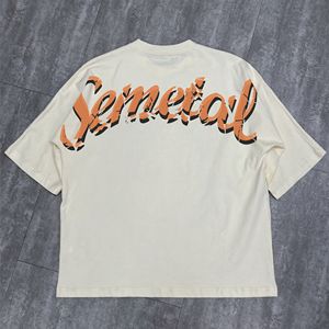 Camisa informal cuadrada de algodón pesado, Camiseta lisa de gran tamaño con cuello redondo personalizado, ropa de calle, camisetas gráficas con serigrafía de alta calidad - Product Image 3