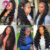 AngelBella Haute Qualité 13x4 250 Densité Loose Deep Wave Perruque Perruques de Cheveux Humains Bruts Full Lace Perruques de Cheveux Humains Brésiliens