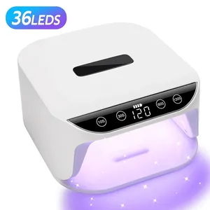 168W UV LED Nail Lamp 4 <b>Timer</b> Setting Auto Sensor Rechargeable 36 LEDS Nail Dryer Professional Manicure Equipment Home Salon Use - Product Image 1