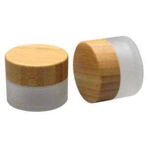 Luxury Frosted Glass Jars with Bamboo Lids for Skin Care & Eye Cream-Eco-friendly Cosmetic Containers (Customizable Capacity) - Product Image 1