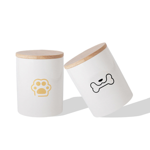 Urna Cilíndrica Blanca Hecha a Mano para Mascotas, Urna Conmemorativa de Cerámica para Cenizas de Perros y Gatos, Artículos Funerarios con Diseño Estampado - Product Image 4