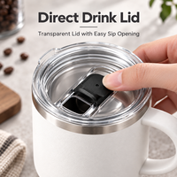 Mug isotherme portable en acier inoxydable à double paroi de 12 oz avec couvercle et poignée, personnalisable avec logo, pour café chaud et froid, idéal pour les voyages