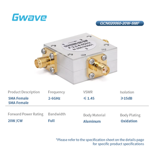 Circulador de <span class=keywords><strong>RF</strong></span> con aislamiento de 15dB Conector hembra SMA de 20 vatios de potencia Ancho de banda de 2 a 6GHz - Product Image 2