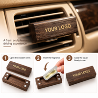 Diffuseur de parfum pour voiture en bois brun avec clip de ventilation, diffuseur magnétique respirant rechargeable pour voiture, parfum agrumes et citron vert