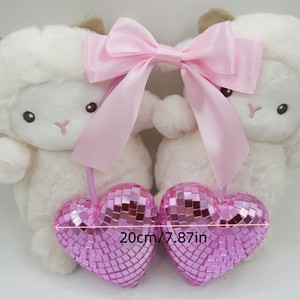 Specchio da Tavolo a Forma di Cuore con Glitter Rosso, Rosa e Argento per Decorazioni di Matrimoni, Anniversari, Feste e San Valentino - Product Image 1