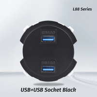 BAOBEN Interrupteur Rond à Bouton Poussoir LED, Panneau en Verre Trempé Noir, Prise Française EU, Module DIY Rétroéclairé Bleu à Grande Ouverture