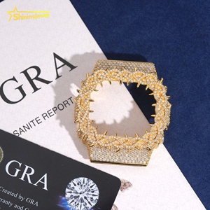 Pass Diamond Tester Iced Out Hip Hop Thorns DW5600 Moissanite 925 Silver Case Bezel <strong>Watch</strong> - Product Image 1