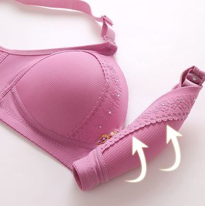 Sujetador push-up de secado rápido para mujer, bralette de verano de copa completa con colgante de gemas a rayas, sujetador de mujer de talla grande con efecto de realce - Product Image 3