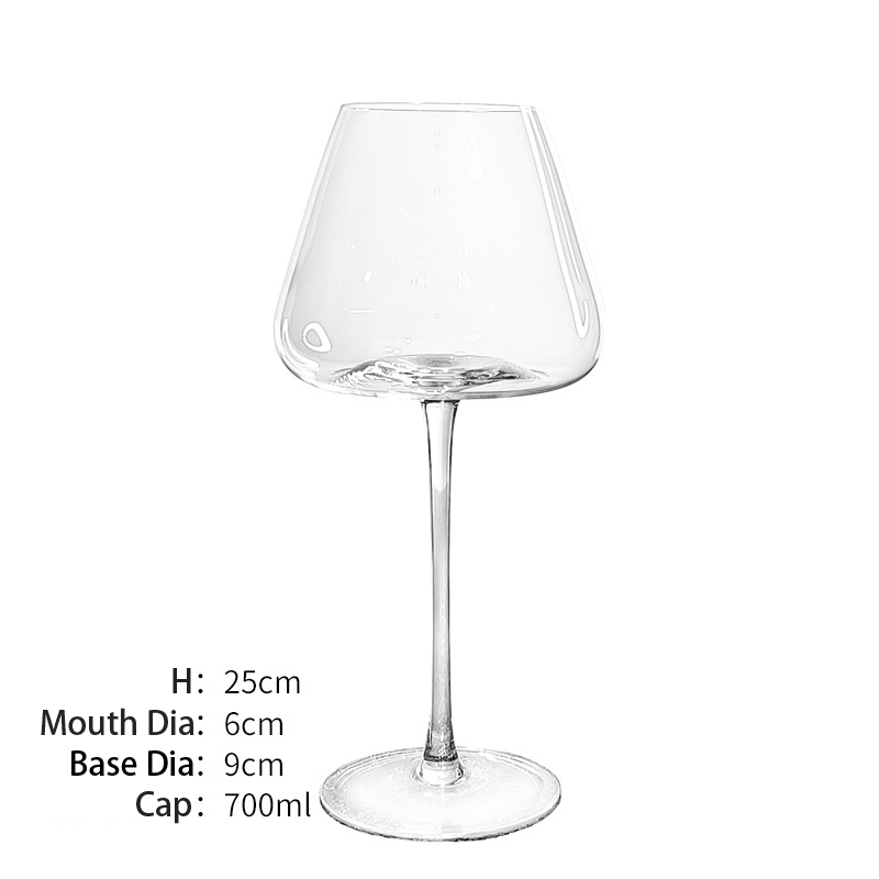 Verre à vin rouge transparent à pied, ultra-fin, 700 ml