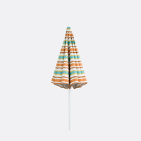 Parasol rayé bohème en polyester avec mât en aluminium réglable, protection UV, pour terrasse et jardin, chaises assorties